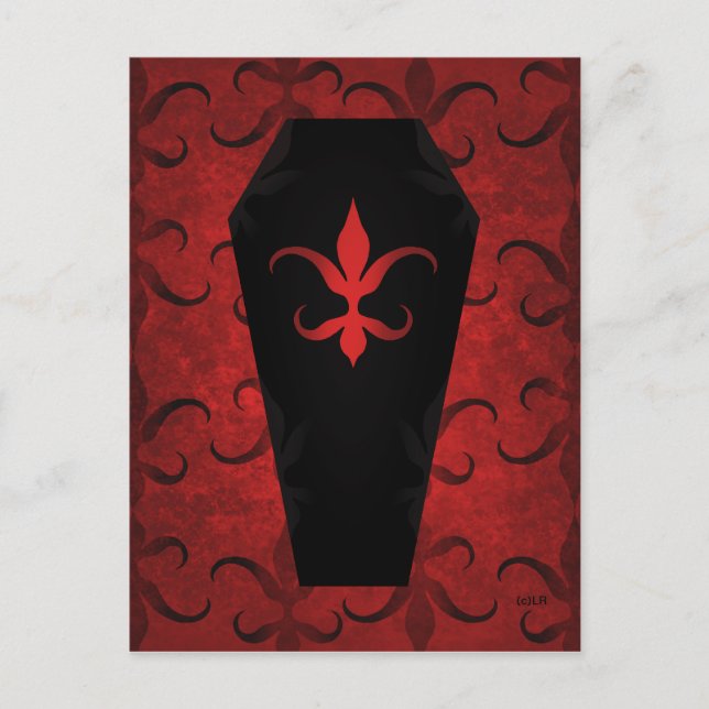 Elegant gothic victorian coffin red Halloween Postcard (Front)