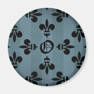 Elegant gothic victorian fleur de lys monogram O Magnet