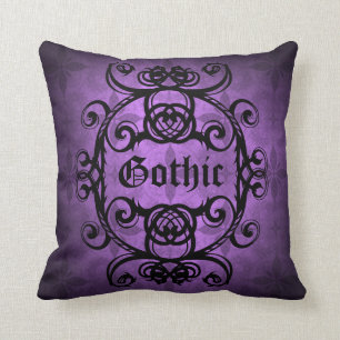 Elegant Gothic Victorian purple and black pretty Cushion