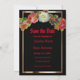 Elegant Gothic vintage flowers save the date I Invitation