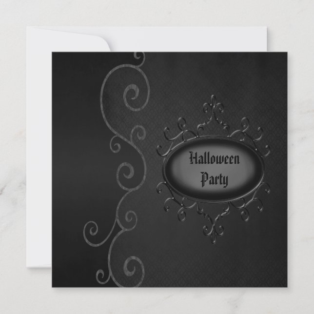 Elegant Gothic Vintage Swirls Halloween Party Invitation (Front)