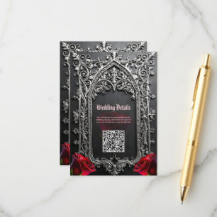 Elegant Gothic Wedding Rose Frame Enclosure Card