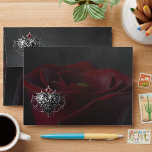 Elegant Gothic Wedding Rose Frame Envelope