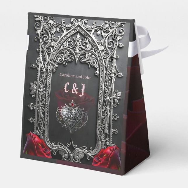 Elegant Gothic Wedding Rose Frame  Favour Box (Back Side)