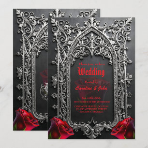 Elegant Gothic Wedding Rose Frame Invitation