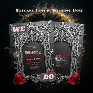 Elegant Gothic Wedding Rose Frame Invitation