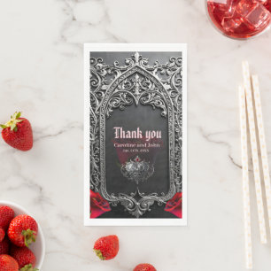 Elegant Gothic Wedding Rose Frame Napkin