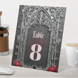 Elegant Gothic Wedding Rose Frame  Pedestal Sign