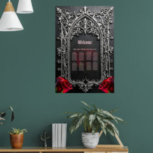 Elegant Gothic Wedding Rose Frame Poster
