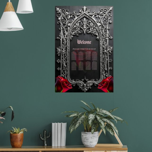 Elegant Gothic Wedding Rose Frame  Poster (Living Room 1)