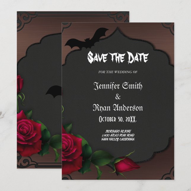 Elegant  Gothic  wedding save the date  Invitation (Front/Back)
