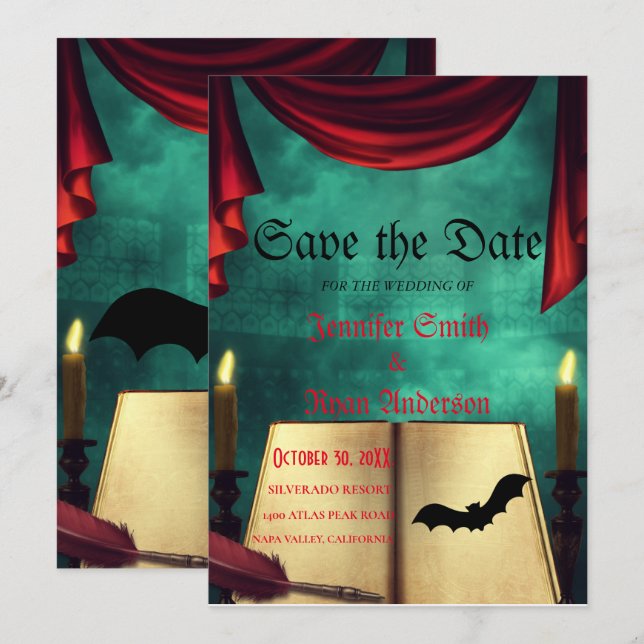 Elegant  Gothic  wedding save the date  Invitation (Front/Back)