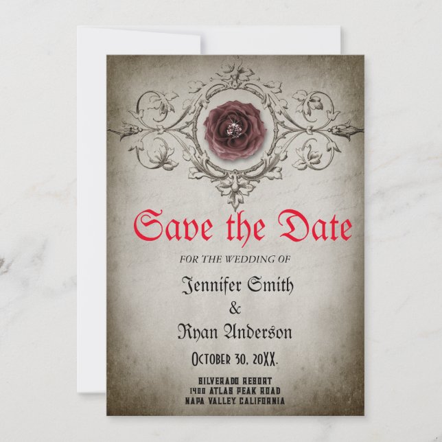 Elegant  Gothic  wedding save the date  Invitation (Front)