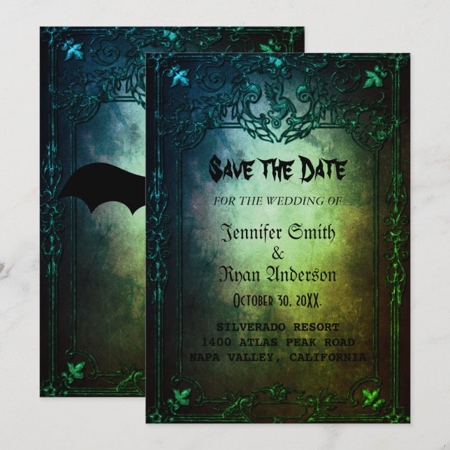 Elegant  Gothic  wedding save the date  Invitation (Front/Back)