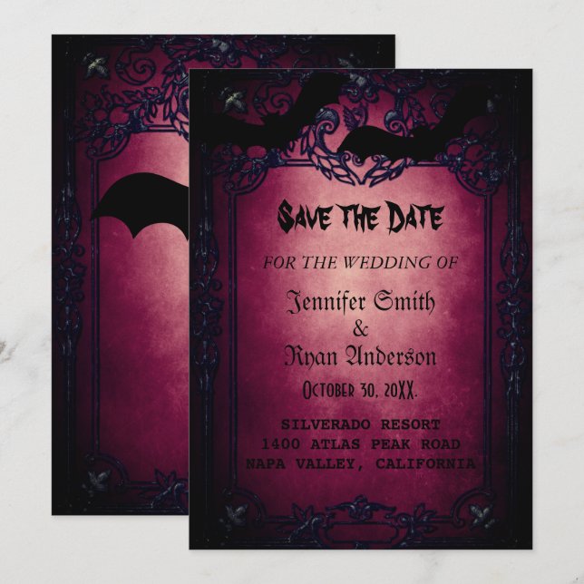 Elegant  Gothic  wedding save the date  Invitation (Front/Back)