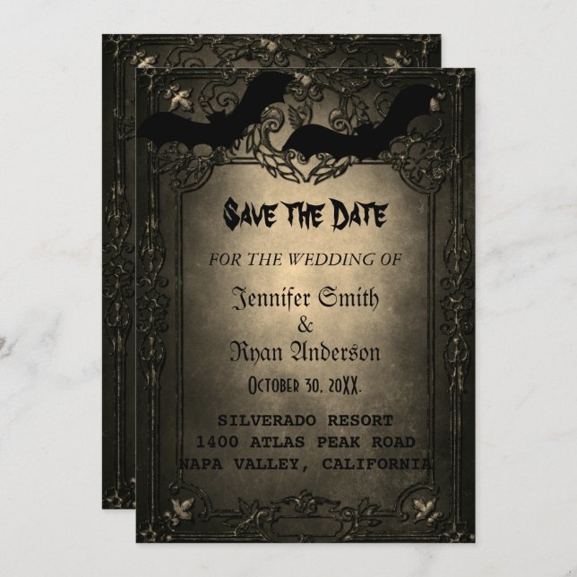 Elegant  Gothic  wedding save the date  Invitation (Front/Back)
