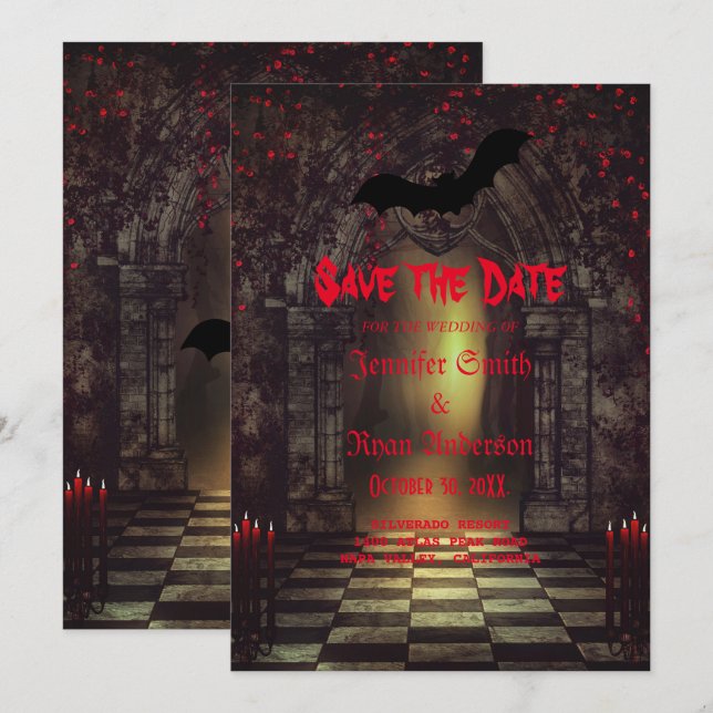 Elegant  Gothic  wedding save the date  Invitation (Front/Back)
