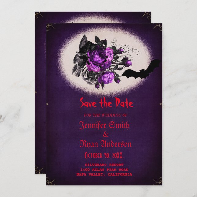 Elegant  Gothic  wedding save the date  Invitation (Front/Back)