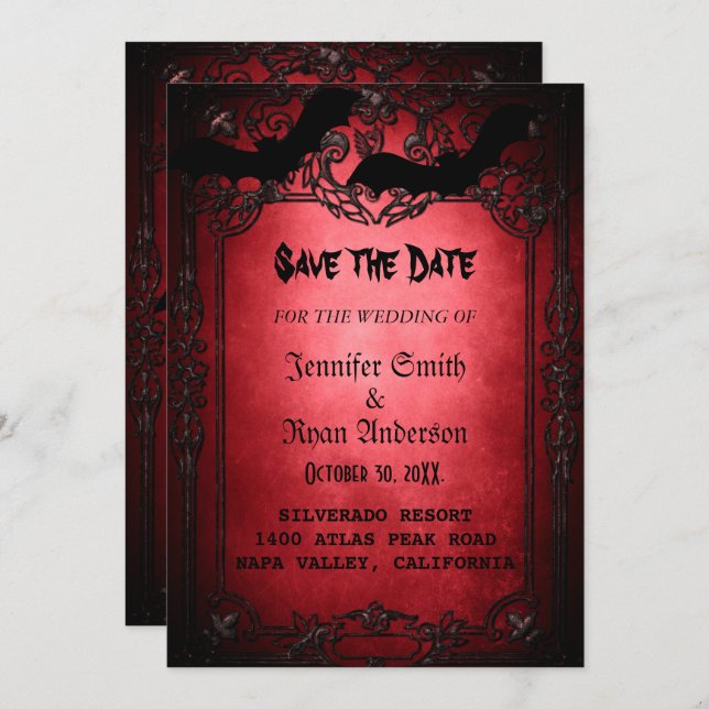 Elegant  Gothic  wedding save the date  Invitation (Front/Back)