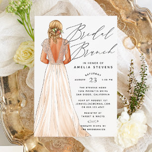 Elegant Gown Bridal Brunch Invitation