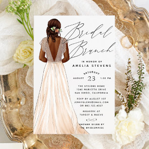 Elegant Gown Bridal Brunch Invitation
