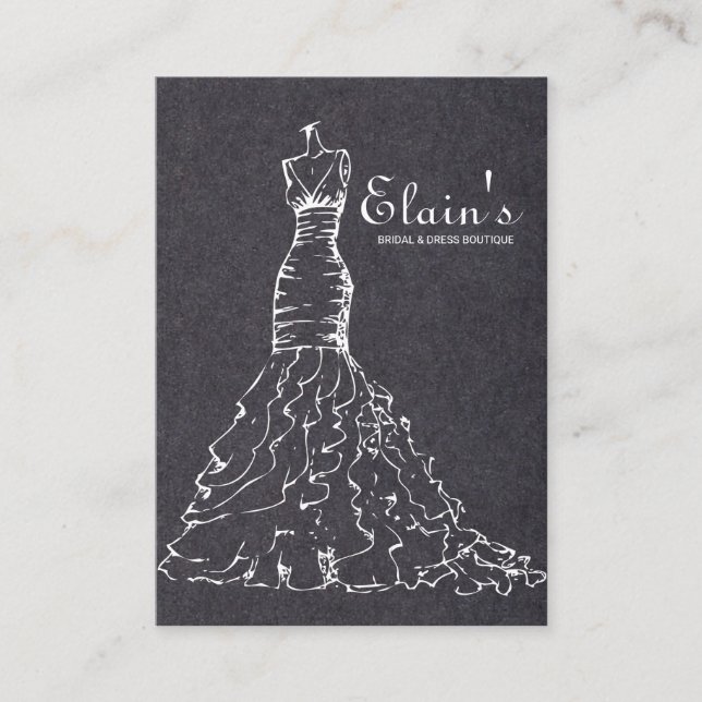Elegant Gown Bridal Dress Boutique Wedding Planner Business Card (Front)