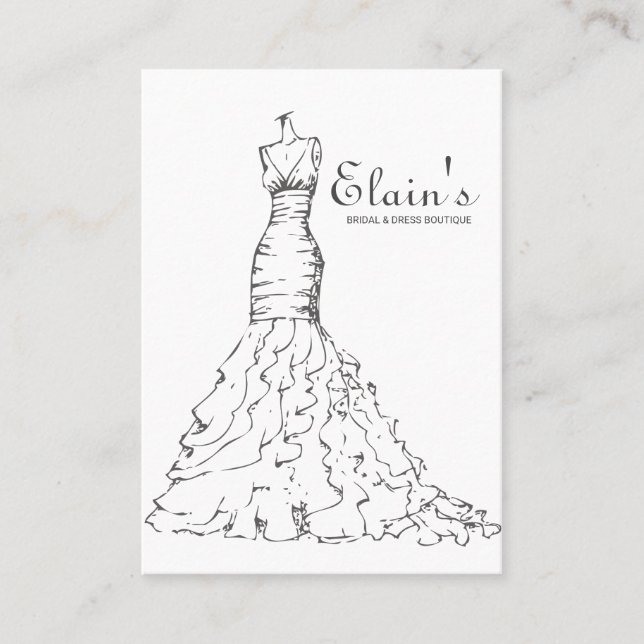 Elegant Gown Bridal Dress Boutique Wedding Planner Business Card (Front)