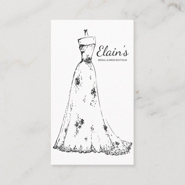 Elegant Gown Bridal Dress Boutique Wedding Planner Business Card (Front)