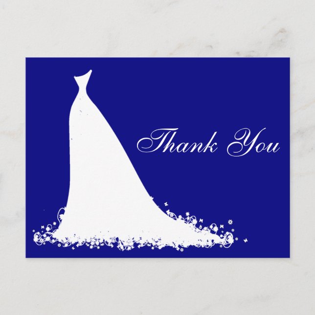 Elegant Gown Bridal Shower Thank You Postcard (Front)