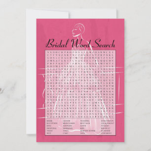 Elegant Gown Bridal Shower Word Search Game Card