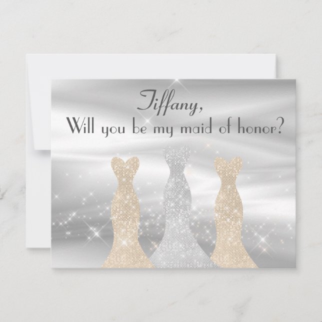 Elegant Gowns Maid of Honour proposal Invitation (Front)