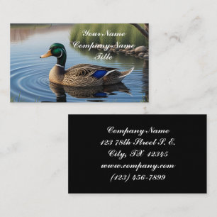 Elegant Graceful Mallard On Tranquil Country Pond Business Card