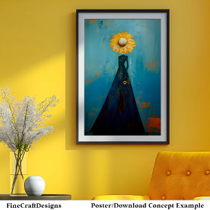 Elegant Graceful Tall Willowy Sunflower Girl C2L Poster