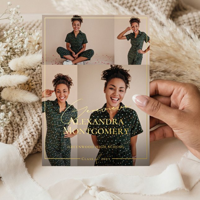 Elegant Grad Photo Collage Graduation Announcement (Elegant Grad Photo Collage Graduation Announcement)