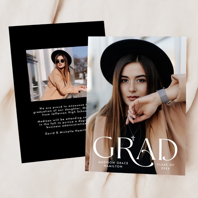 Elegant Grad Photo Graduation Announcement (Creator Uploaded)