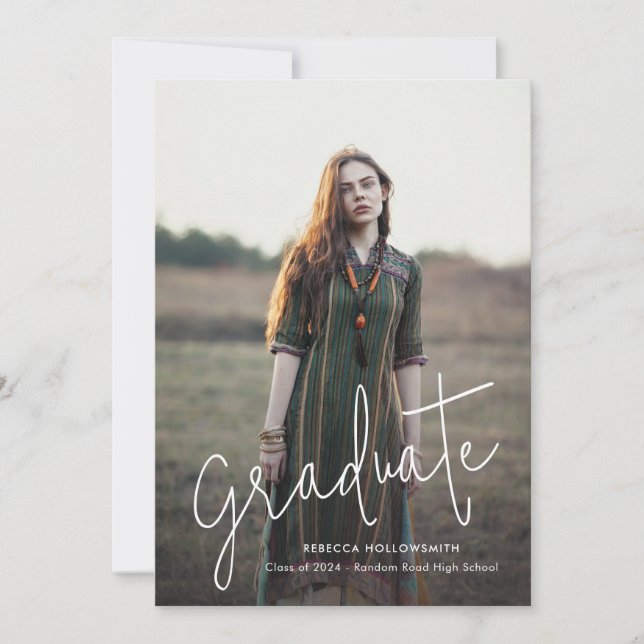 Elegant Grad Photo Graduation Custom Announcement (Front)