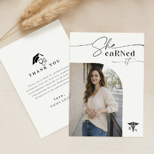 Elegant Grad Photo RN Nursing Graduation Party Thank You Card