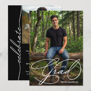 Elegant Grad Script Photo Graduation Invitation