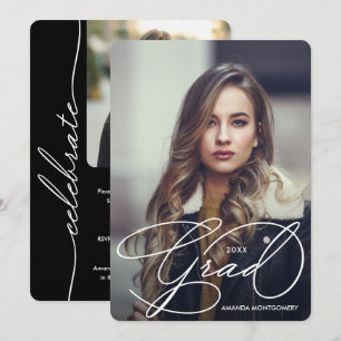 Elegant Grad Script Photo Graduation Invitation