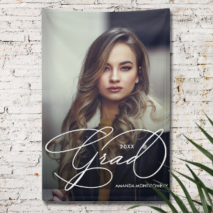 Elegant Grad Script Photo Graduation Party Banner