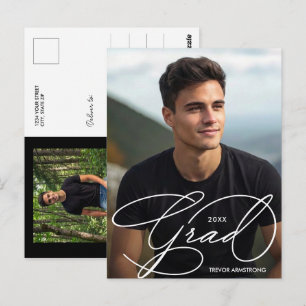 Elegant Grad Script Photo Graduation Postcard