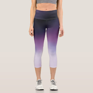 Elegant Gradient Black Purple & White Girly Capri Leggings