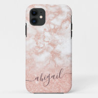 Elegant gradient copper rose gold glitter marble