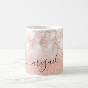 Elegant gradient copper rose gold glitter marble coffee mug