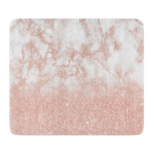 Elegant gradient copper rose gold glitter marble cutting board