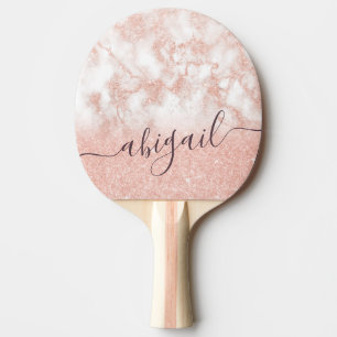 Elegant gradient copper rose gold glitter marble ping pong paddle