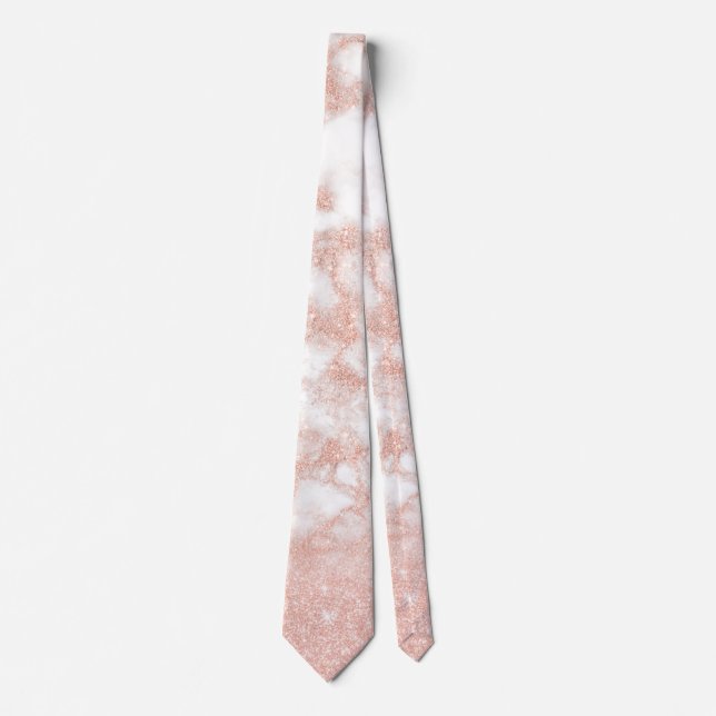 Elegant gradient copper rose gold glitter marble tie (Front)