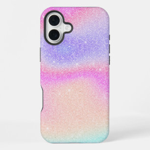 Elegant Gradient Glitter Swirl Holographic iPhone 16 Plus Case