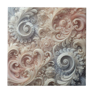 Elegant Gradient Pastel Lace Pattern Ceramic Tile