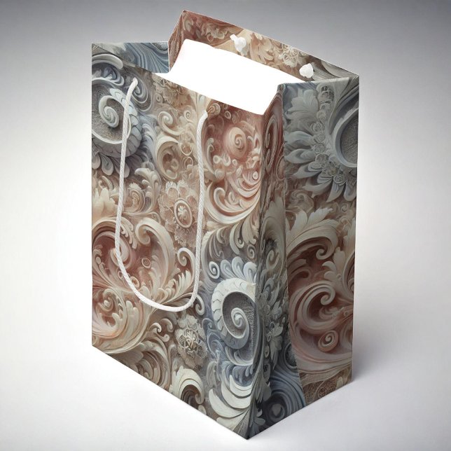Elegant Gradient Pastel Lace Pattern Medium Gift Bag (Creator Uploaded)